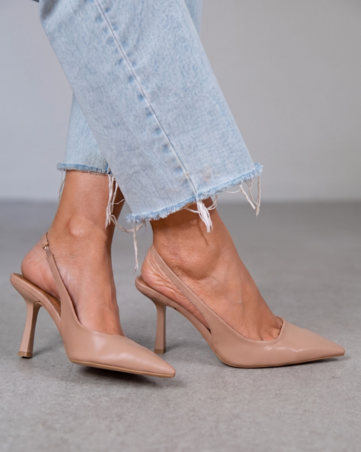 AlmondStep Leather Slingback Heel