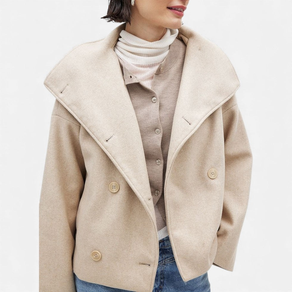 Elodie | Double-Breasted Wool-Blend Short Coat