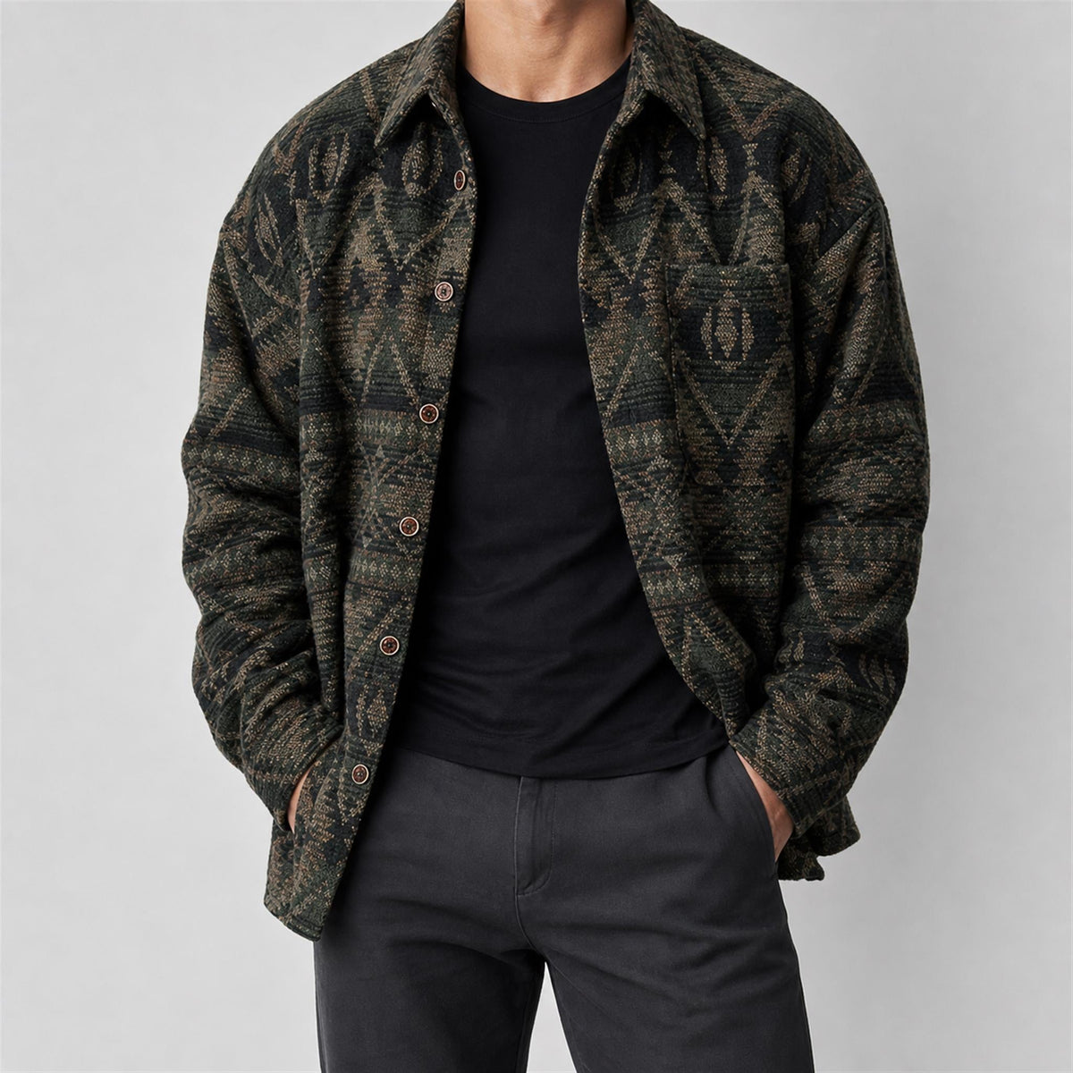 Evren | Geometric Wool-Blend Overshirt
