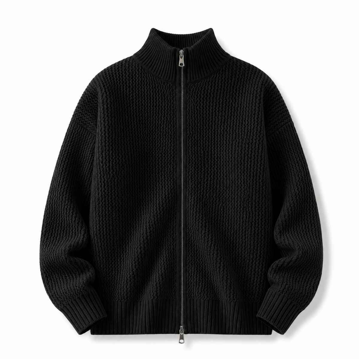 Marlow | Moss-Texture Zip Cardigan