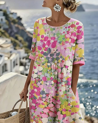 ELENA - ELEGANT FLORAL SUMMER MIDI DRESS