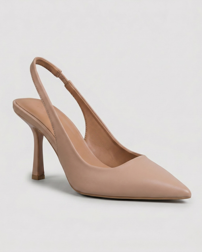 AlmondStep Leather Slingback Heel