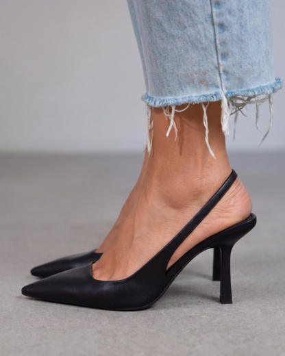 AlmondStep Leather Slingback Heel