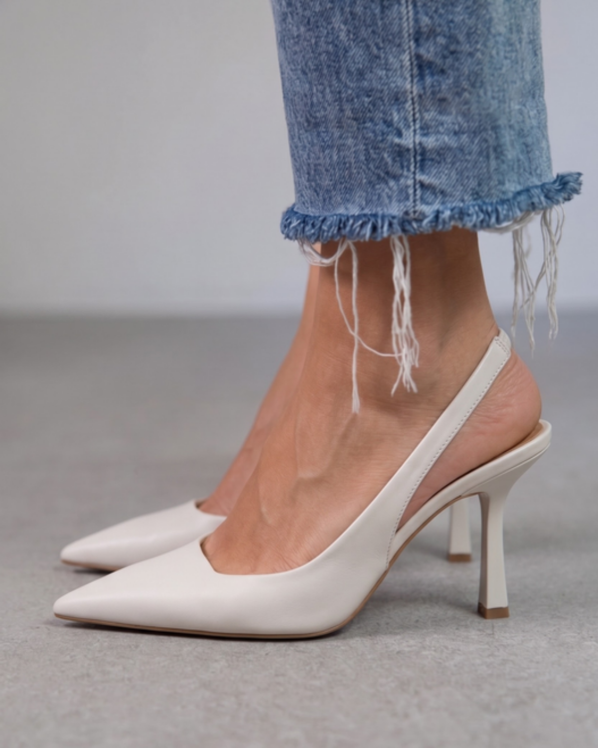 AlmondStep Leather Slingback Heel