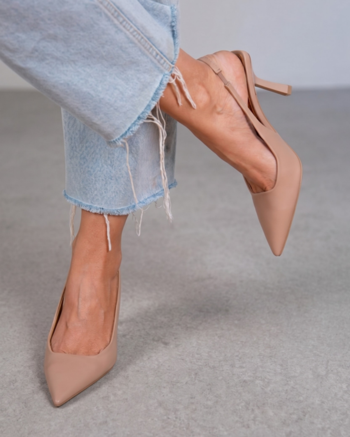 AlmondStep Leather Slingback Heel