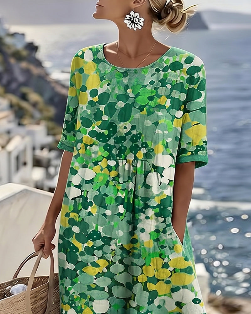 ELENA - ELEGANT FLORAL SUMMER MIDI DRESS