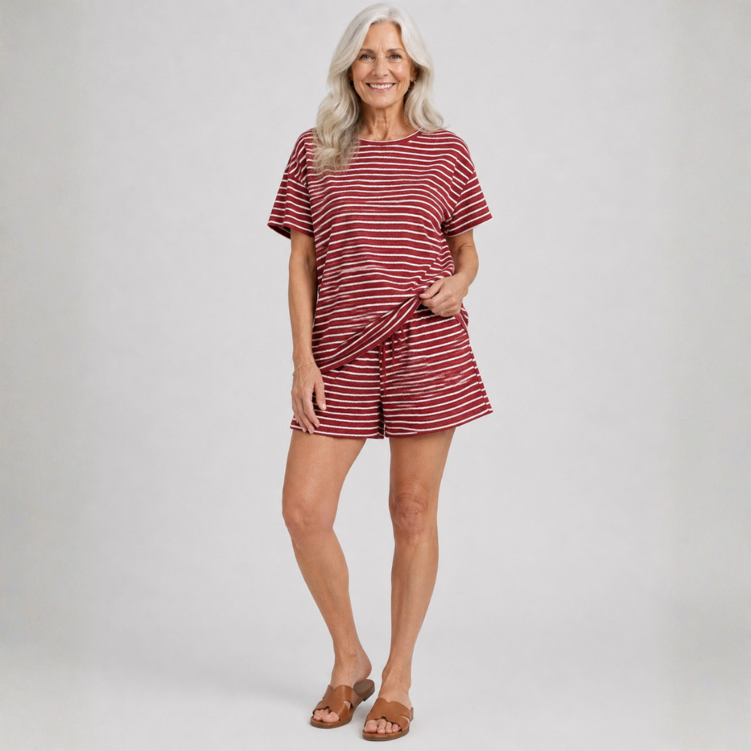 Sienna | Striped Lounge Top & Shorts Set