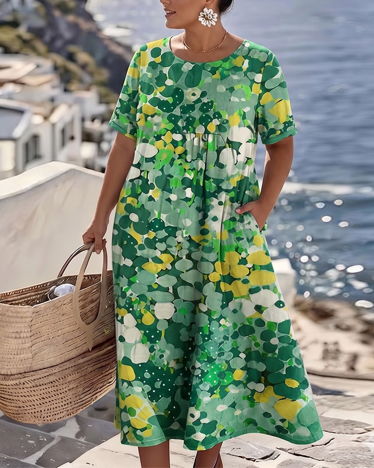 ELENA - ELEGANT FLORAL SUMMER MIDI DRESS