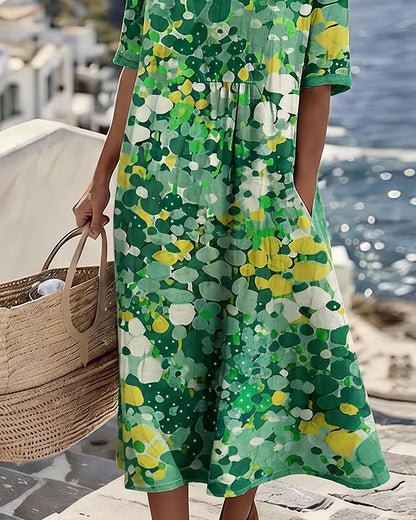 ELENA - ELEGANT FLORAL SUMMER MIDI DRESS