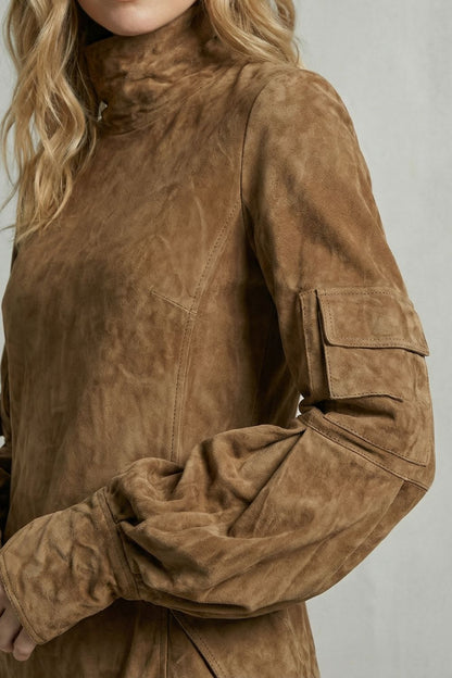 Cassie | High neck silhouette – Suede-effect mini dress