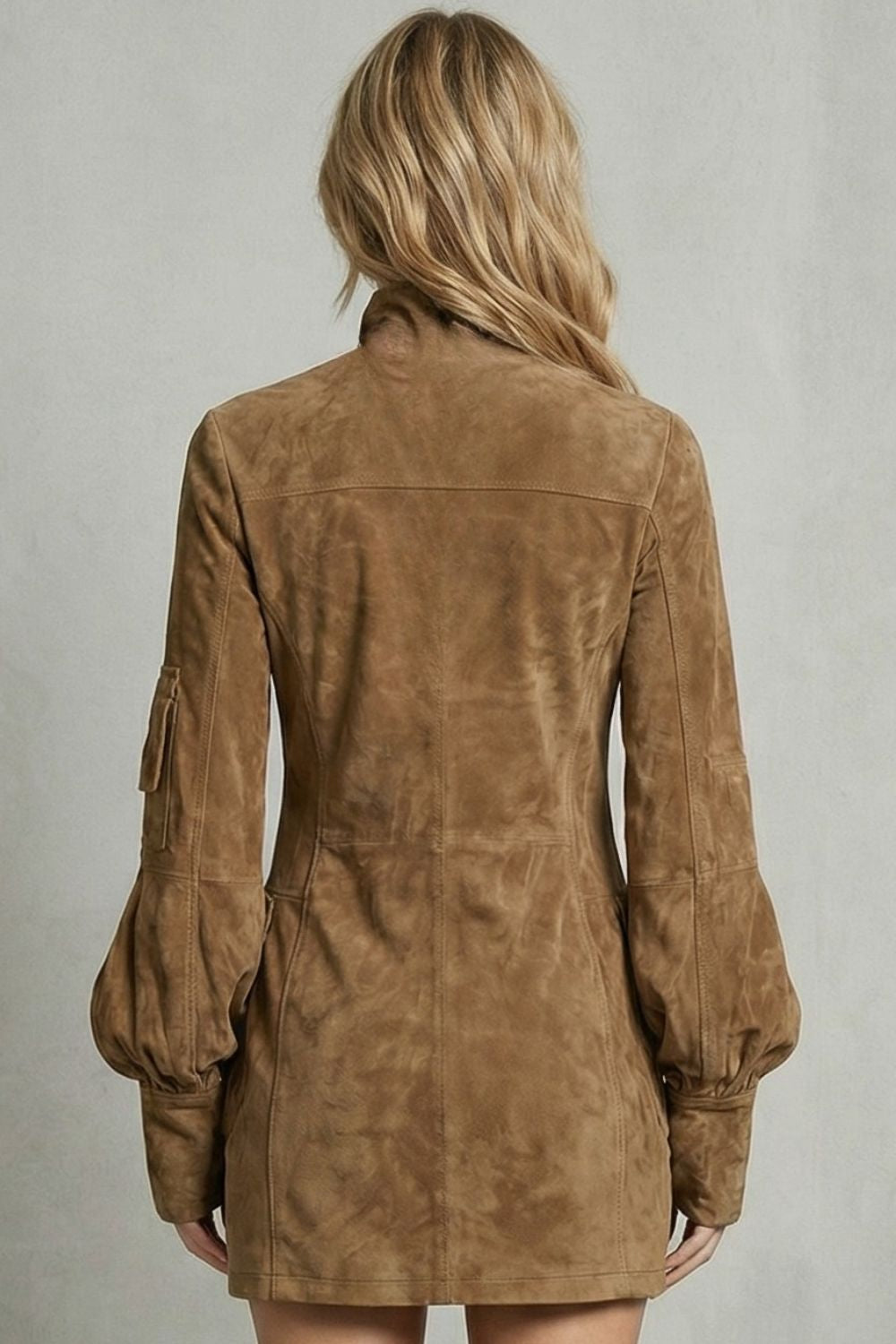 Cassie | High neck silhouette – Suede-effect mini dress