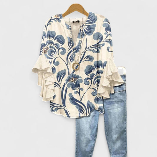 Melissa | Graceful Ruffle Sleeve Blouse