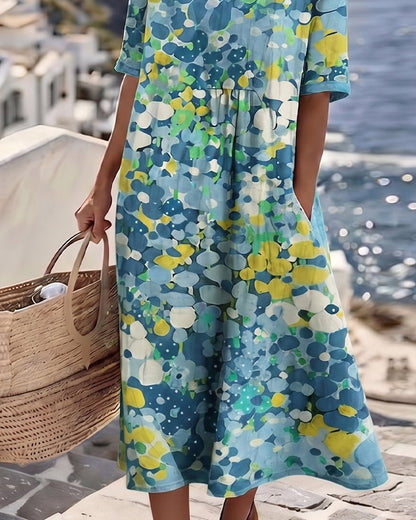 ELENA - ELEGANT FLORAL SUMMER MIDI DRESS