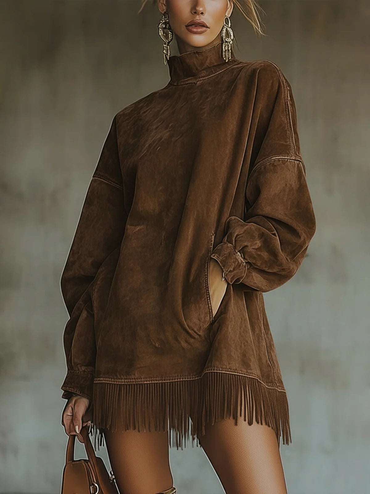 Zoë | Cozy Suede Fringe Dress