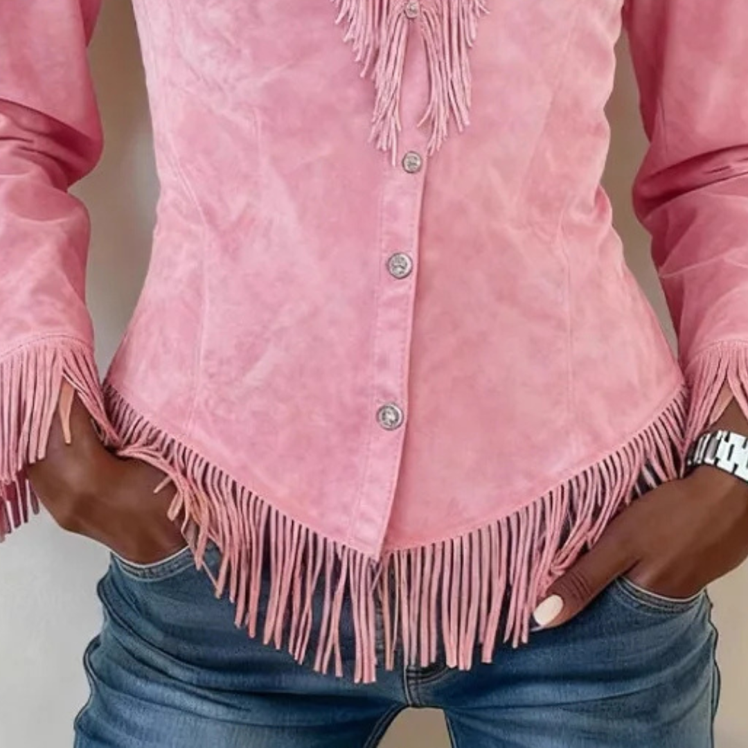 Renata - Fringe Suede Blouse