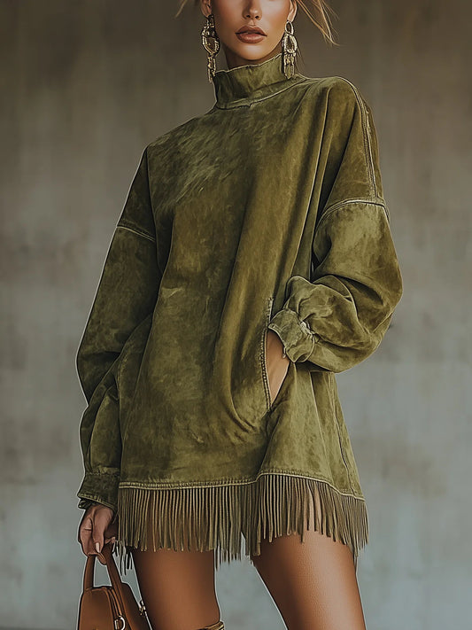 Zoë | Cozy Suede Fringe Dress