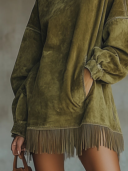 Zoë | Cozy Suede Fringe Dress