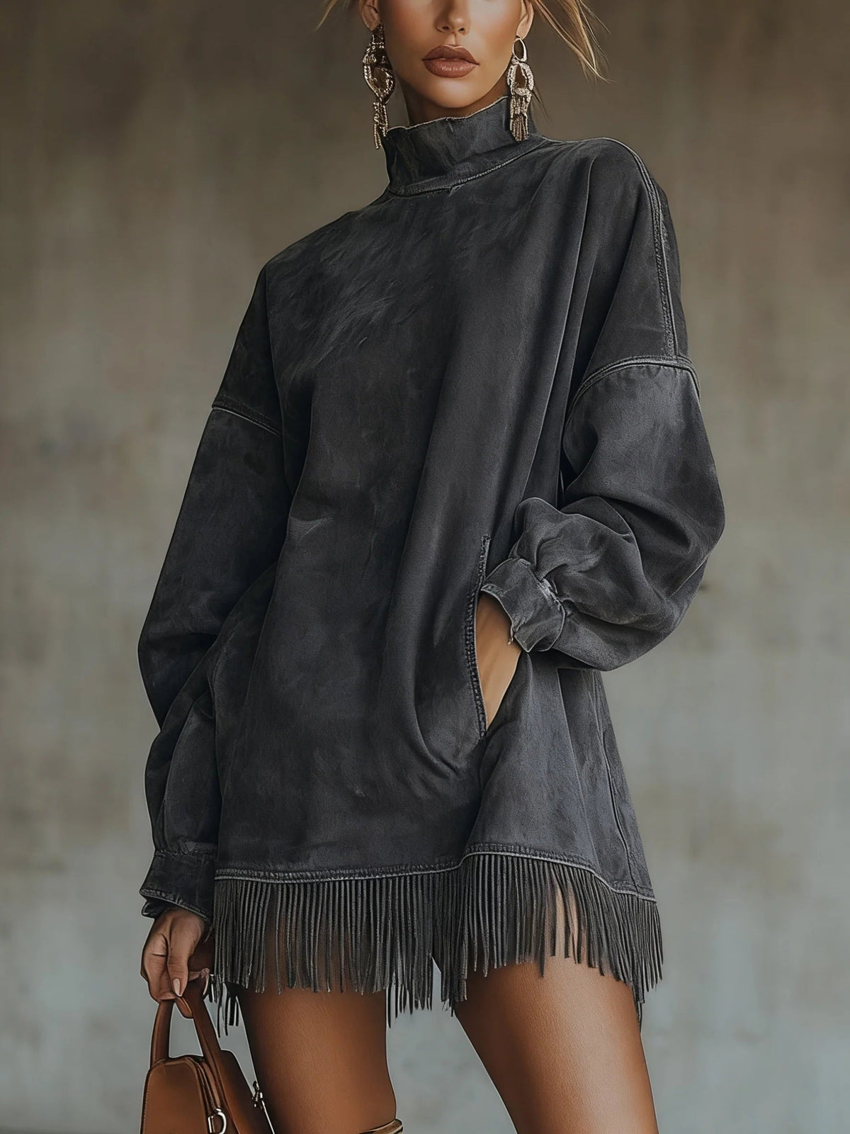 Zoë | Cozy Suede Fringe Dress