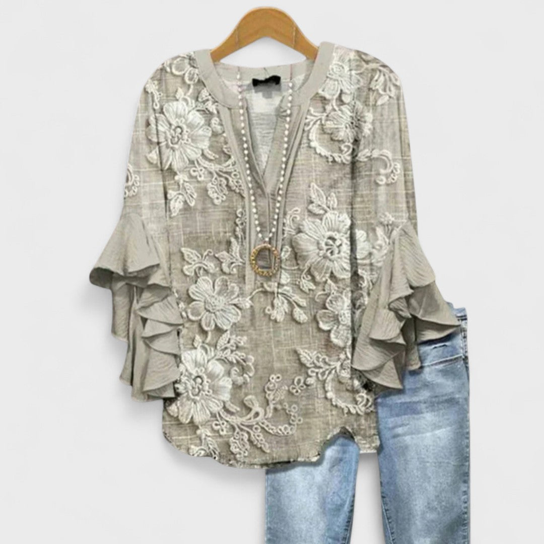 Melissa | Graceful Ruffle Sleeve Blouse