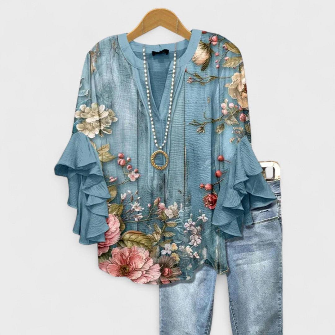 Melissa | Graceful Ruffle Sleeve Blouse