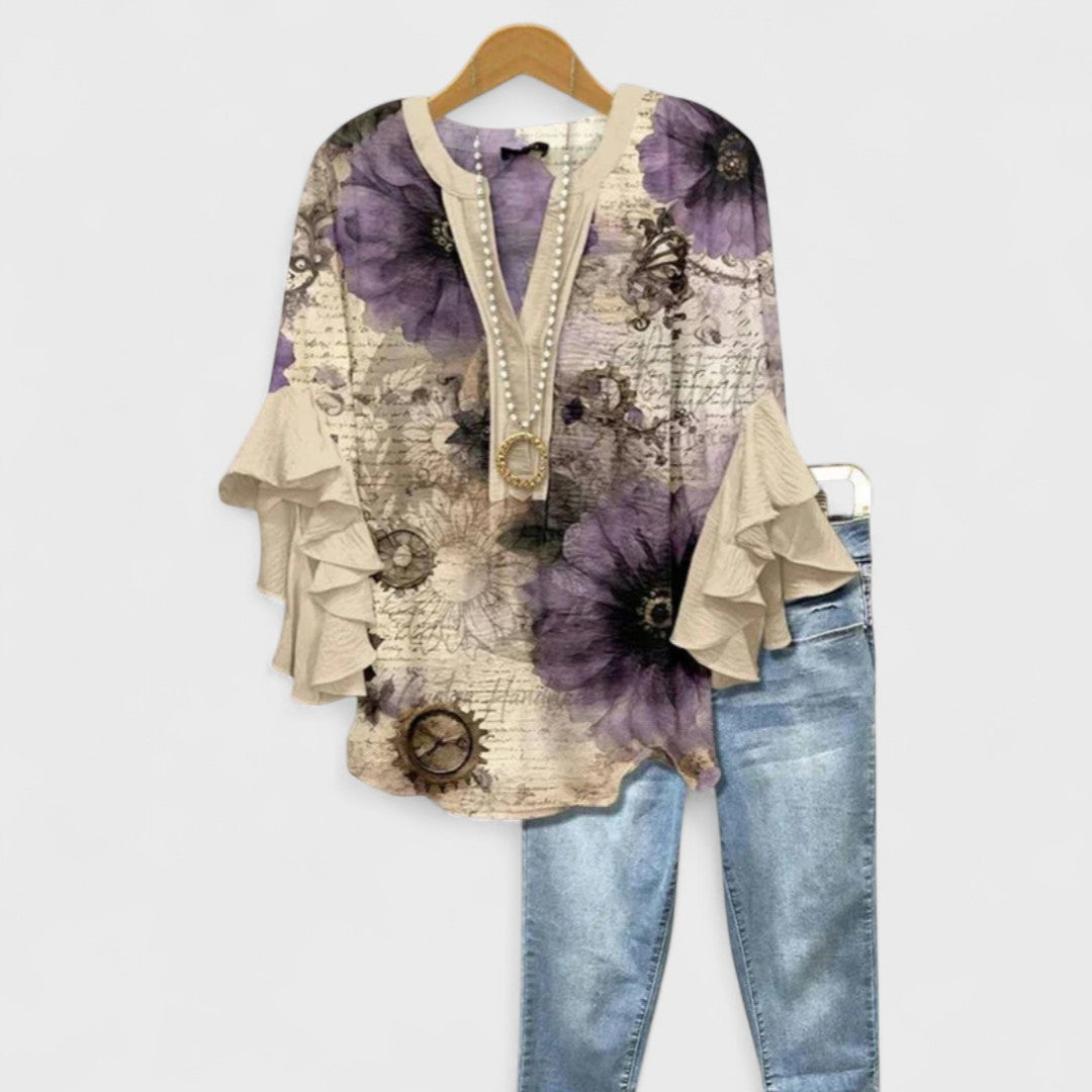Melissa | Graceful Ruffle Sleeve Blouse