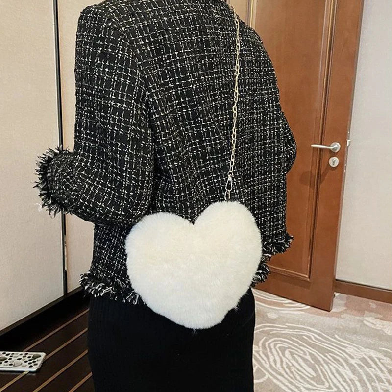 Paris | Plush Heart Shoulder Bag