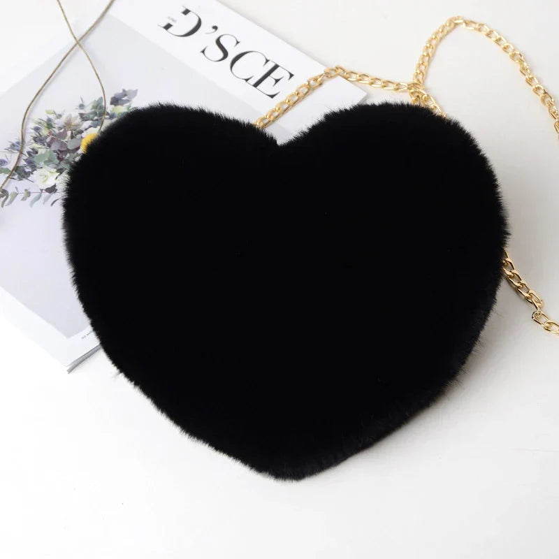 Paris | Plush Heart Shoulder Bag