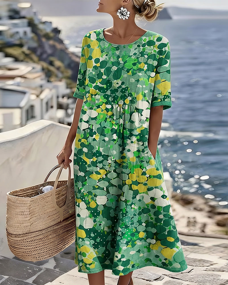ELENA - ELEGANT FLORAL SUMMER MIDI DRESS