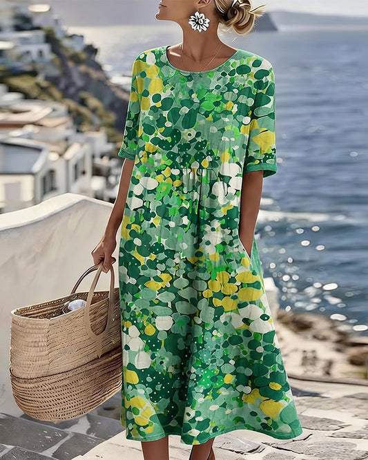 ELENA - ELEGANT FLORAL SUMMER MIDI DRESS