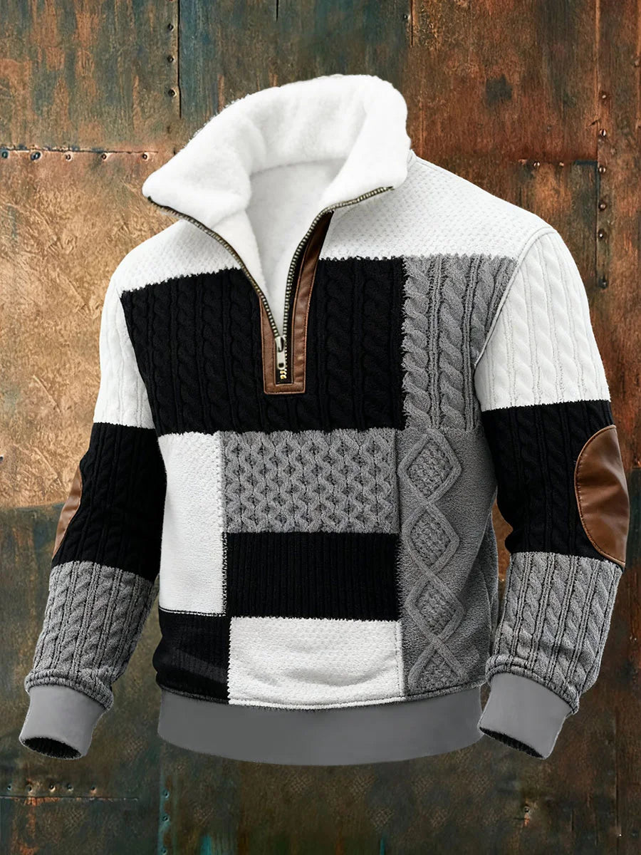 Jack | Men’s Patchwork Cable Knit Zip Sweater
