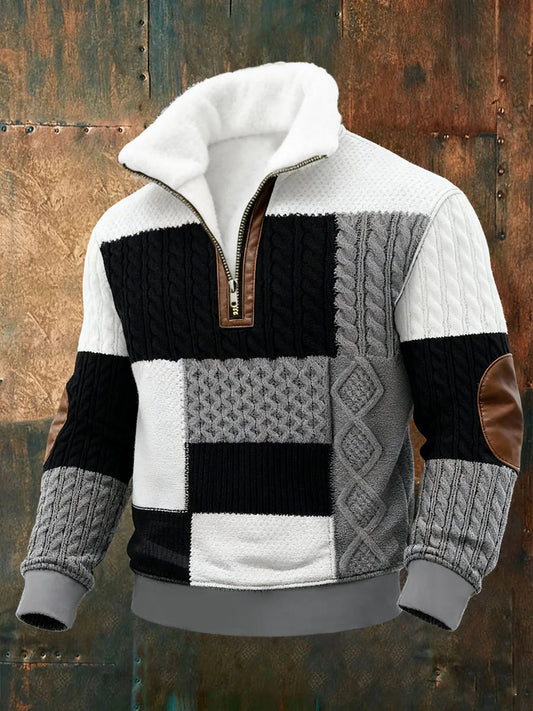 Jack | Men’s Patchwork Cable Knit Zip Sweater