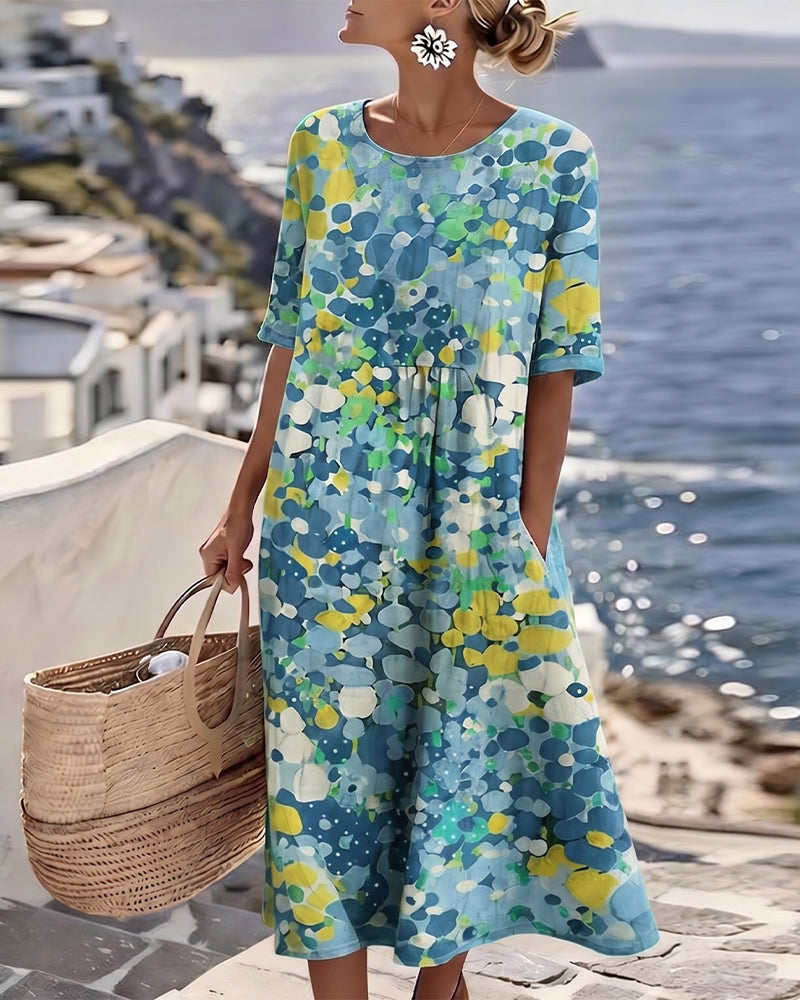 ELENA - ELEGANT FLORAL SUMMER MIDI DRESS