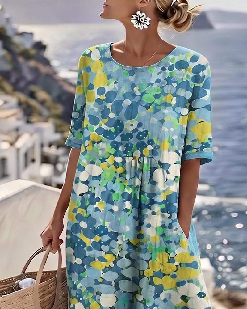 ELENA - ELEGANT FLORAL SUMMER MIDI DRESS