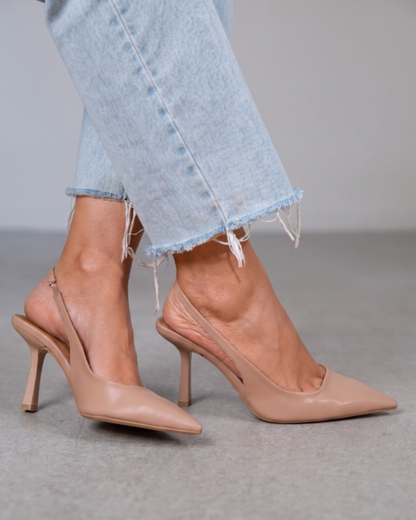 AlmondStep Leather Slingback Heel