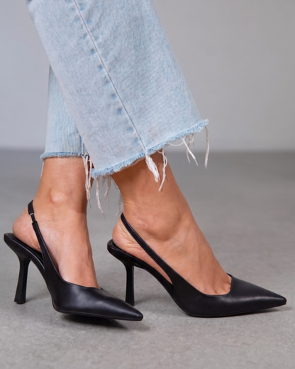 AlmondStep Leather Slingback Heel