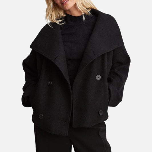 Elodie | Double-Breasted Wool-Blend Short Coat