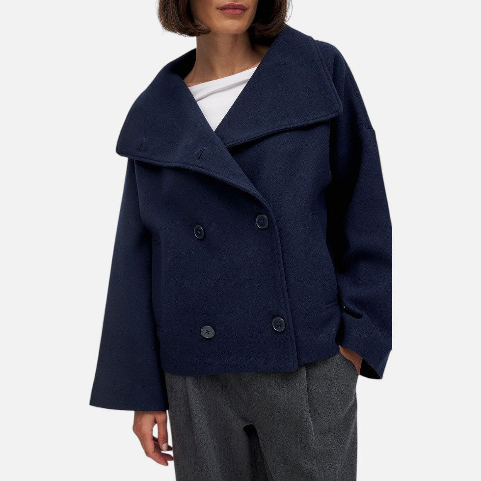 Elodie | Double-Breasted Wool-Blend Short Coat