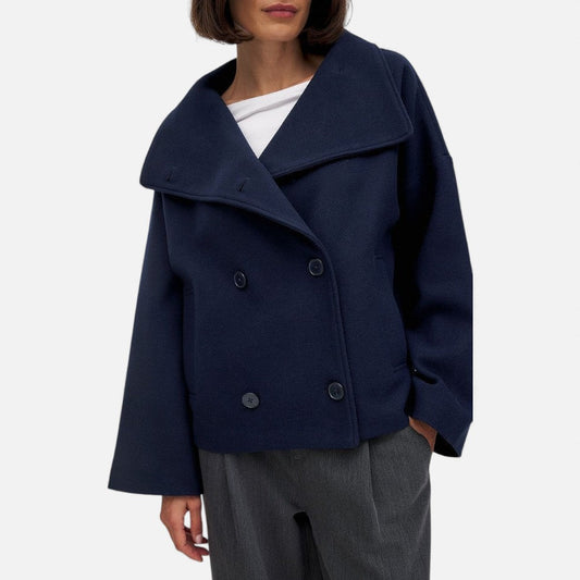 Elodie | Double-Breasted Wool-Blend Short Coat