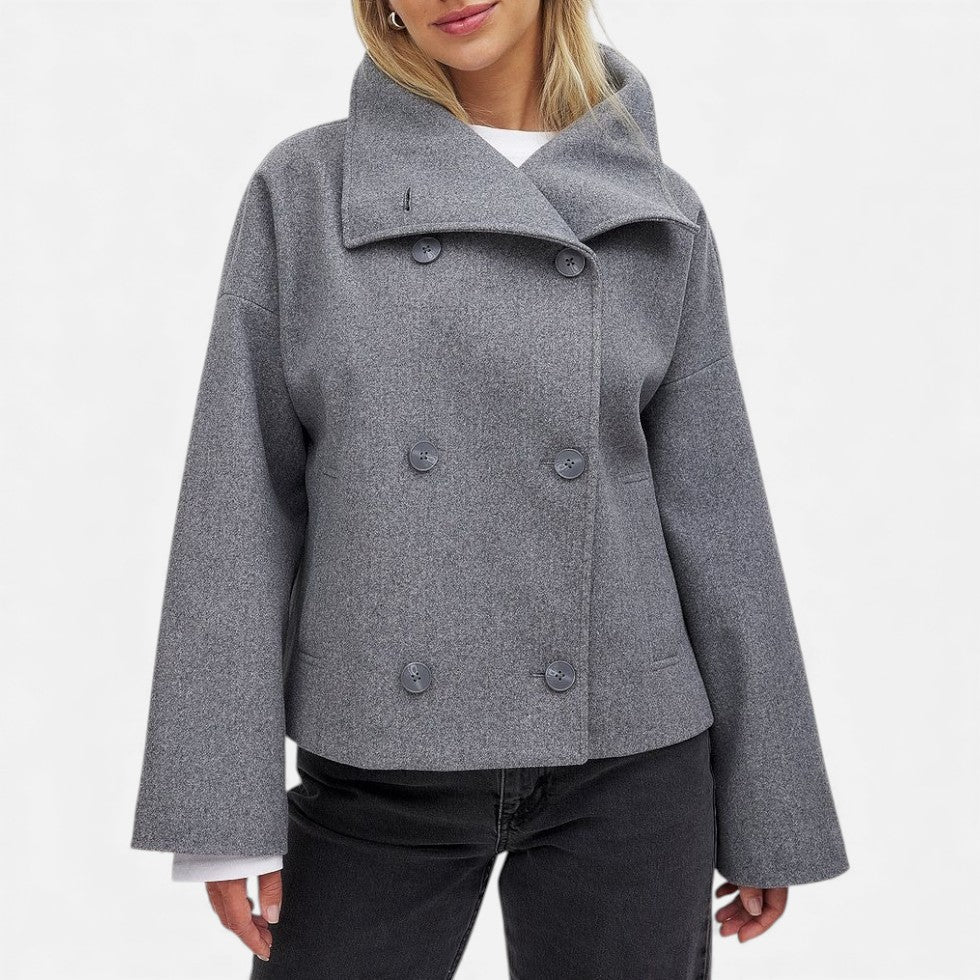Elodie | Double-Breasted Wool-Blend Short Coat