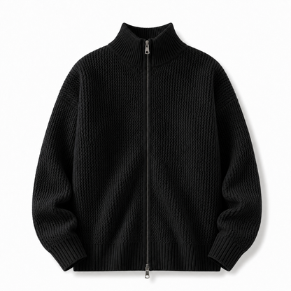 Marlow | Moss-Texture Zip Cardigan