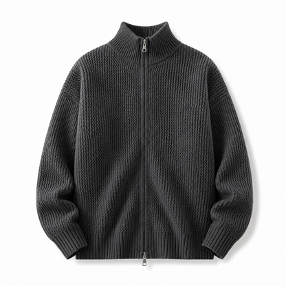 Marlow | Moss-Texture Zip Cardigan