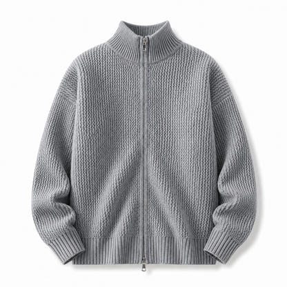 Marlow | Moss-Texture Zip Cardigan